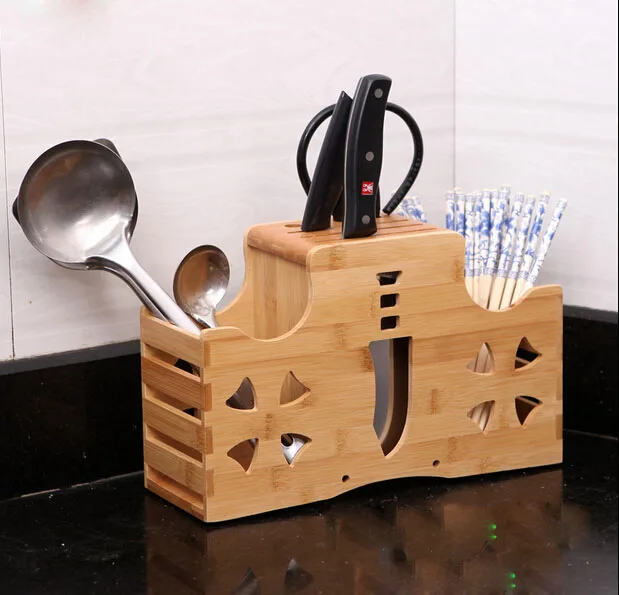 Big Size Nature Bamboo Knife Blocks Super Function Double Storage Holder Chopping Board Free Shipping | Дом и сад