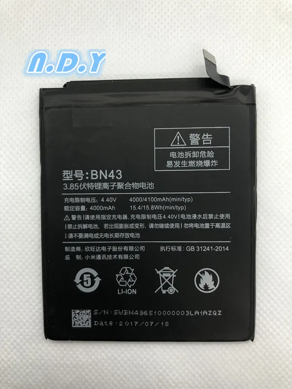

For Xiaomi Redmi Note 4X 4 X Battery 4000/4100mAh BN43 Batterie Bateria
