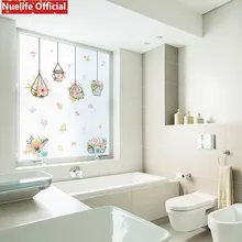 Цветной узор в горшках Электростатическая матовая оконная стеклянная пленка для гостиной, спальни, ванной комнаты, балконные раздвижные двери, оконная пленка