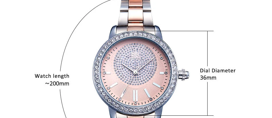 Shengke часы из розового золота Женские кварцевые часы Дамский Топ бренд кристалл Роскошные женские наручные часы девушка часы Relogio Feminino