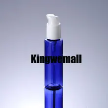 300 шт./лот 100 мл пластиковый контейнер для лосьона с плоским плечом синяя бутылка с белым прессовым насосом для косметической упаковки FBG30