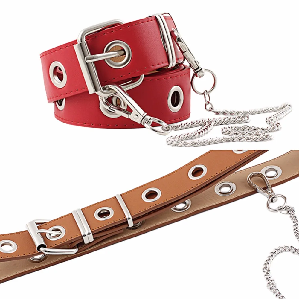 Women Single Eyelet Grommet Leather Buckle Punk Fashion Belt Women