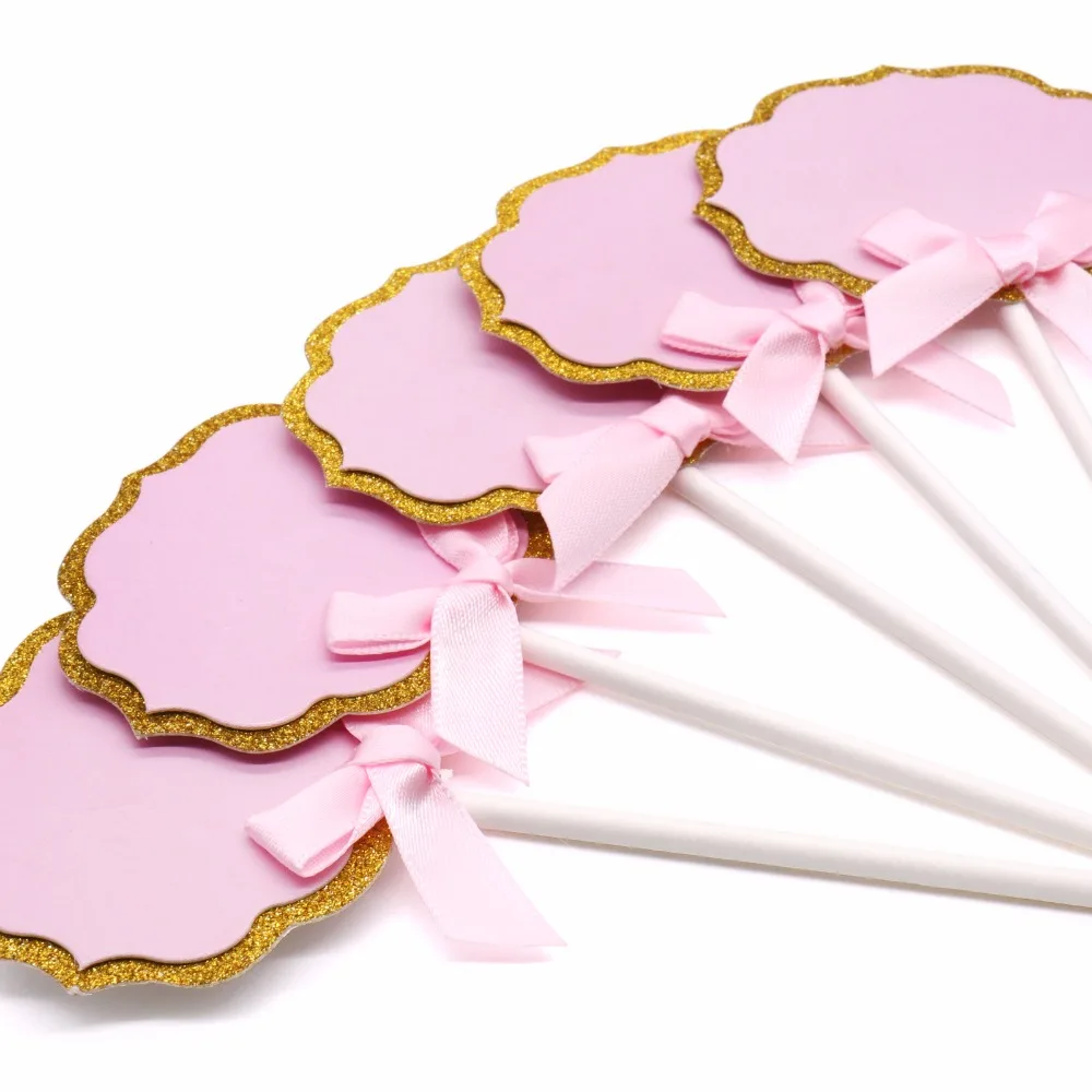 

5pcs/Set Pink /blue Girls Favor Cake Flag Happy Birthday Blank Cake Topper Baby Shower Cupcake Decorations DIY Party Supplies
