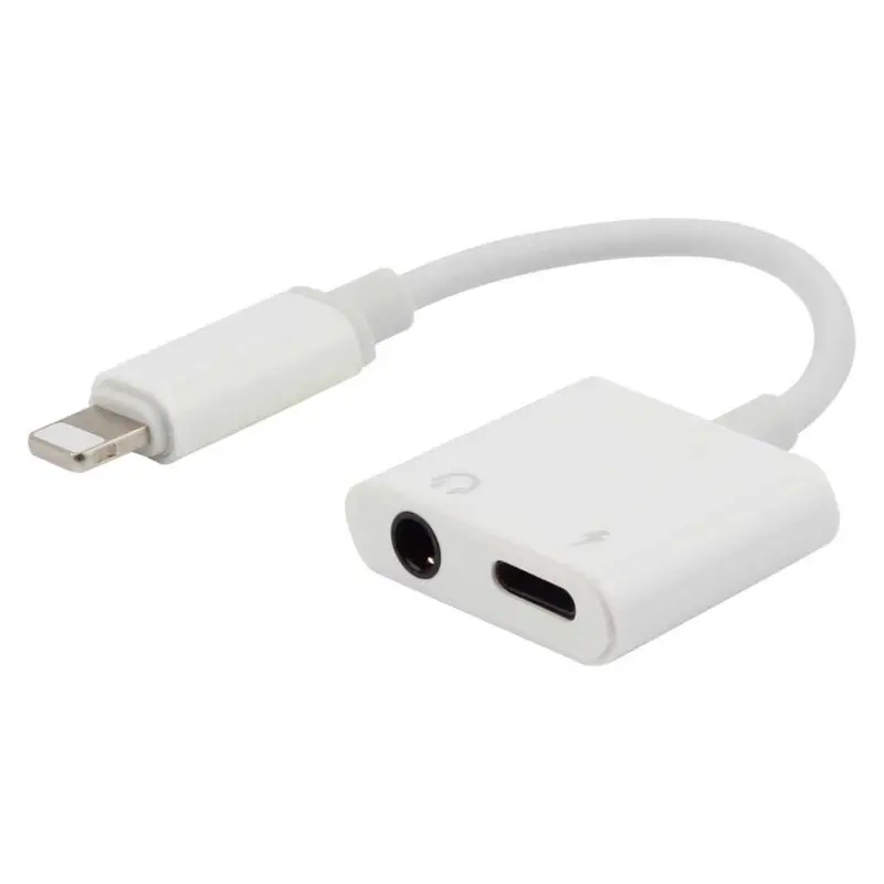

2in1 Adapter For iPhone 7 8 Plus X XS MAX Audio Charge Splitter Converter to 3.5mm Jack Headphone Adapter