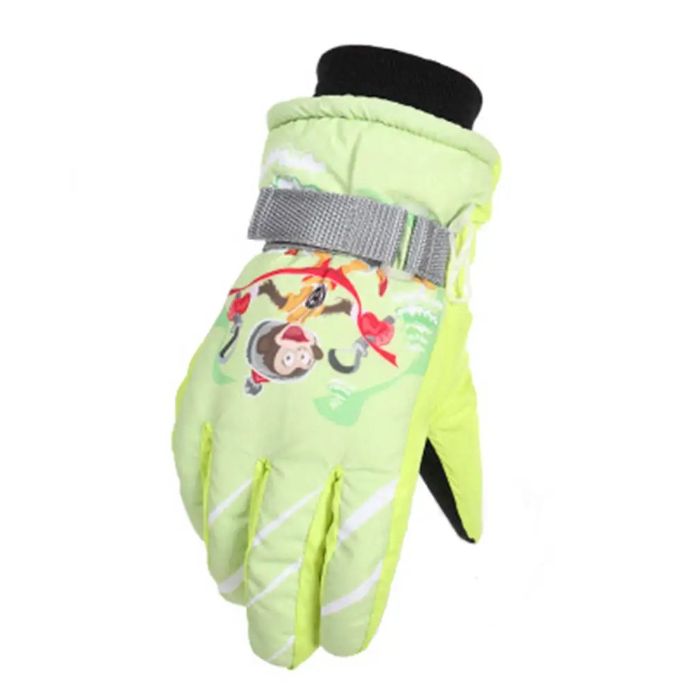 Детские зимние перчатки, милые теплые ветрозащитные водонепроницаемые детские варежки, детские перчатки, теплые перчатки для мальчиков и девочек - Цвет: Green 6-8 T