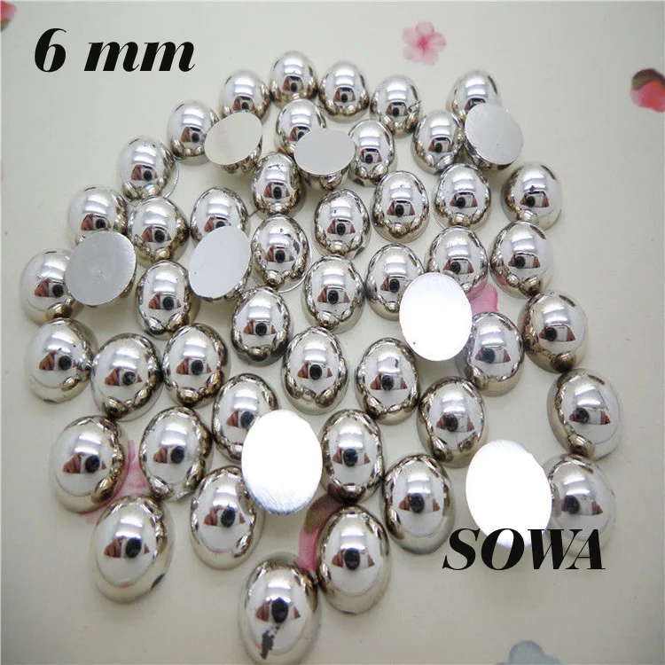 

Gold/Silver Color Size 6mm 5000Pcs/lot Craft ABS Flatback Half Round Pearls Scrapbook Beads For DIY Jewelry Accessories