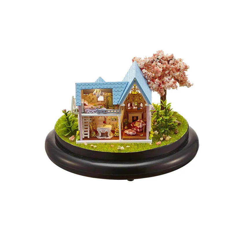 

DIY House Miniature Dollhouse with Furnitures,"Sakura Promise" Wooden Toy House Assembling Handmade Toys for Children Gift Model
