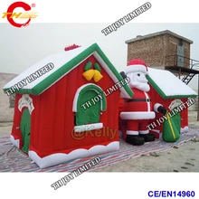 От двери Рождественский надувной Санта дом для продажи, дешевые надувной Санта грот на Рождество открытый вечерние Прокат