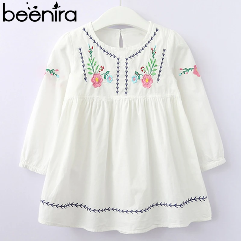Beenira/Одежда для девочек; коллекция года; сезон весна; стильное детское Повседневное платье с цветочной вышивкой; дизайнерская осенняя одежда для малышей; платье