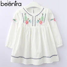 Beenira/Одежда для девочек; коллекция года; сезон весна; стильное детское Повседневное платье с цветочной вышивкой; дизайнерская осенняя одежда для малышей; платье