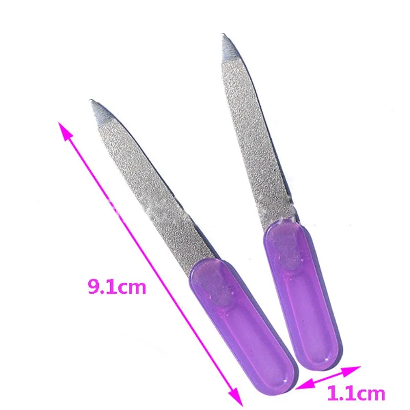 5 шт., модный двухсторонний буфер для ногтей, нержавеющая сталь, металлическая пилка для дизайна ногтей, инструмент для маникюра, педикюра, пилочки для ногтей с цветной ручкой