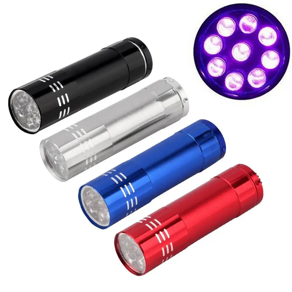 High Quality Mini Aluminum UV Ultra Violet 9 LED Flashlight Torch Light Lamp Penlight LED