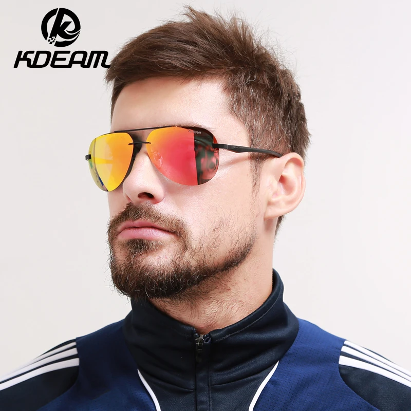 

KDEAM Sunglasses Men Polarized eyewear HD Rimless Sun Glasses Reflective Coating Women outdoor Sunglass Brand 5 colors KD143