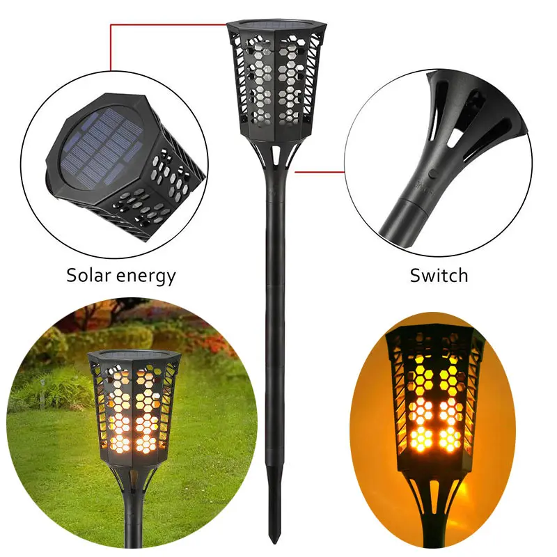 

Newest 96 LED Solar Power Spot Light Waterproof Flicker Flame Lamps Landscape Outdoor Grounding Decor @8