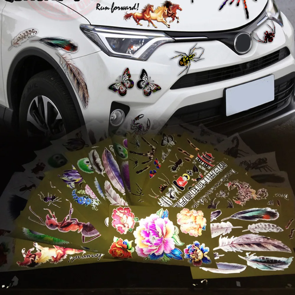 

2018 Newest 3D Reflective Car Stickers Simulation Animals Bumper Retrofit Stickers for Spider Feather Ant Creative Funny Gift