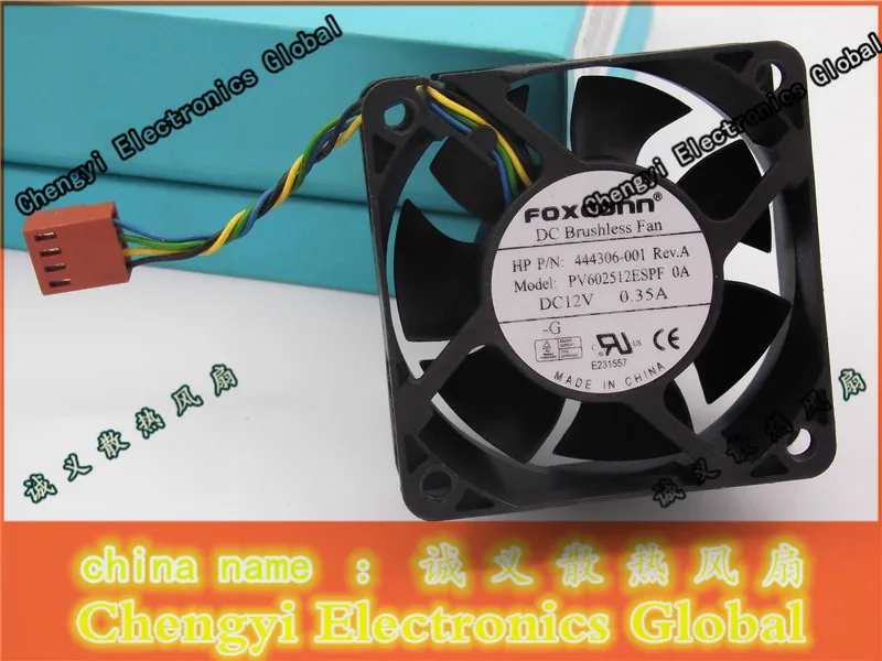 

Foxconn 6025 60mm x 25mm PV602512ESPF 444306-001 DC Brushless PWM Cooler Cooling Fan 12V 0.35A 4Wire for HP Compaq DC7800 DC7900