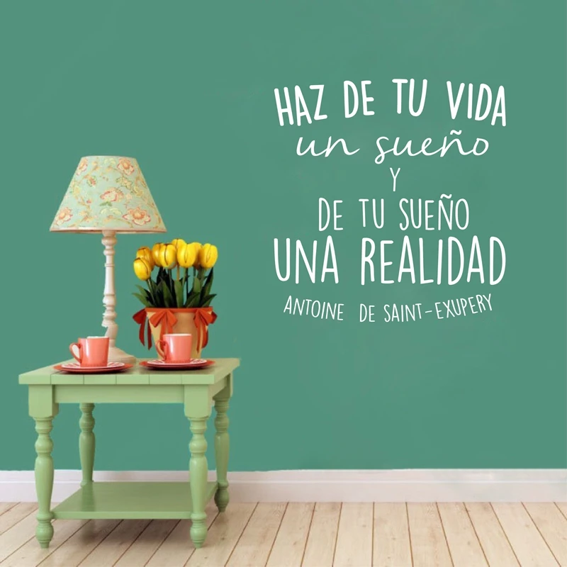 Spanish Inspirational Positive Quotes Vinyl Wall Sticker Life Dreams