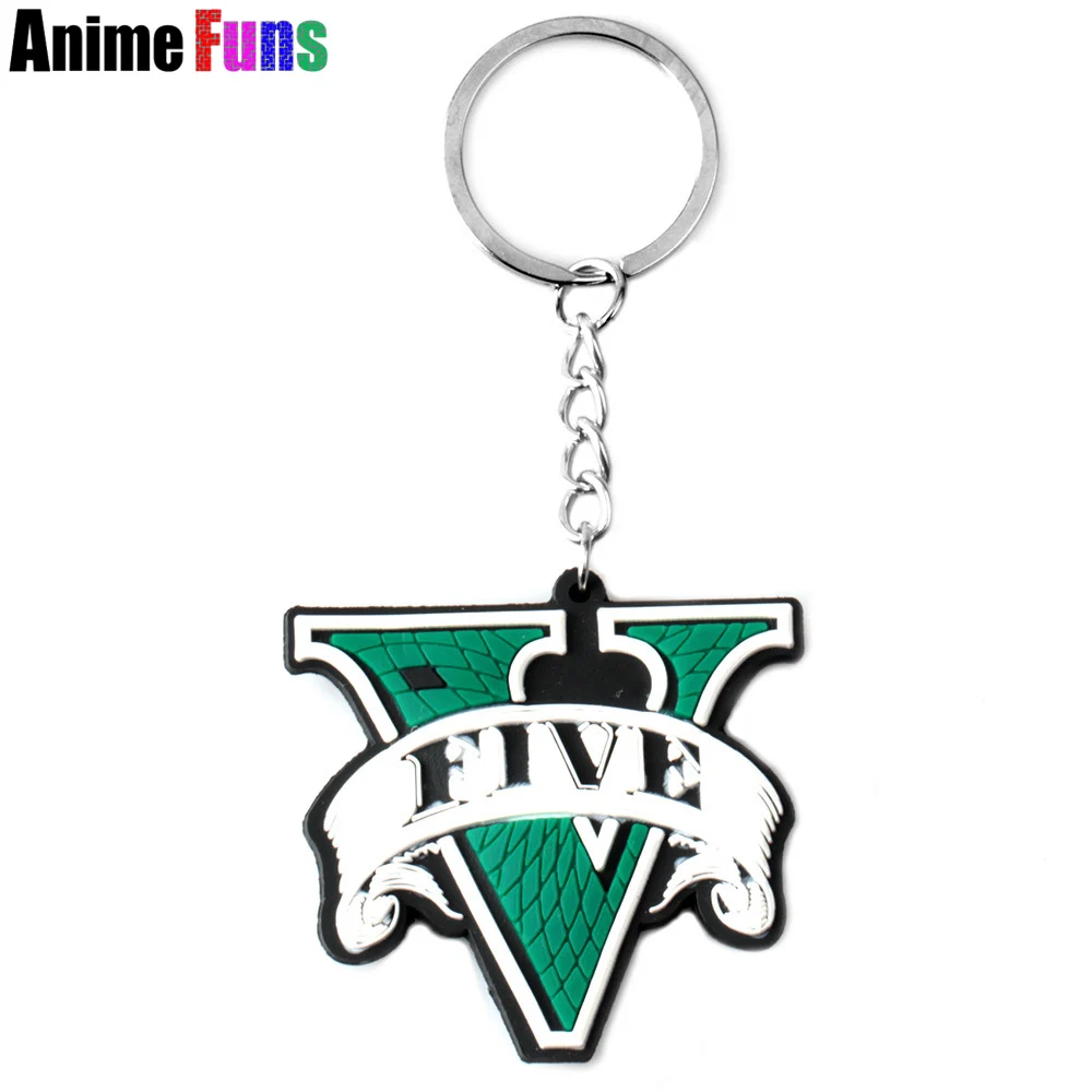 20pcs/set GTA5 Keychain Game Grand Theft Auto V PS4 GTA 5 Keyring Charm Silicone Cosplay Jewelry