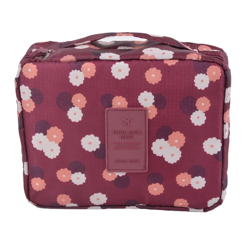 Портативный дорожный Органайзер сумка косметичка на молнии для Для женщин составляют мешок большой Ёмкость высокое качество Водонепроницаемый сумка для хранения - Цвет: flower D 16.5x7x21cm