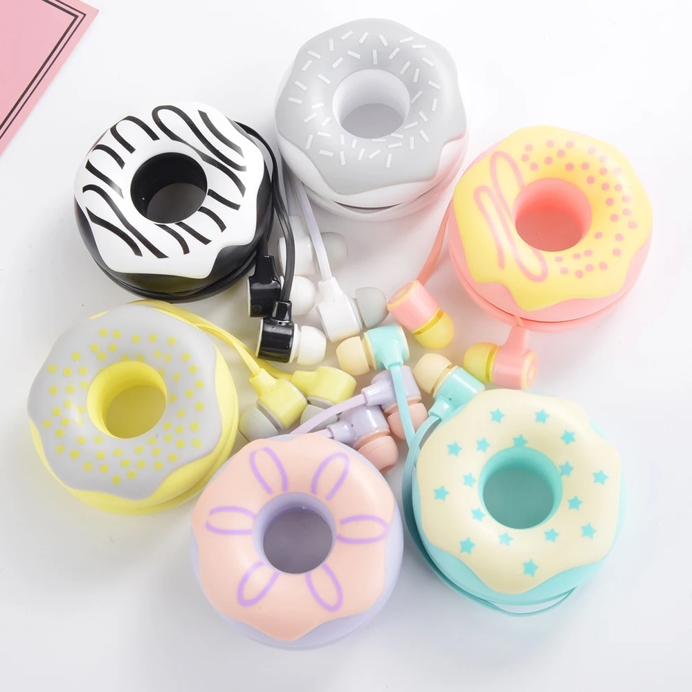 Candy Color Donut Case Cute Earphones Wired Headset for Girls Kids 3