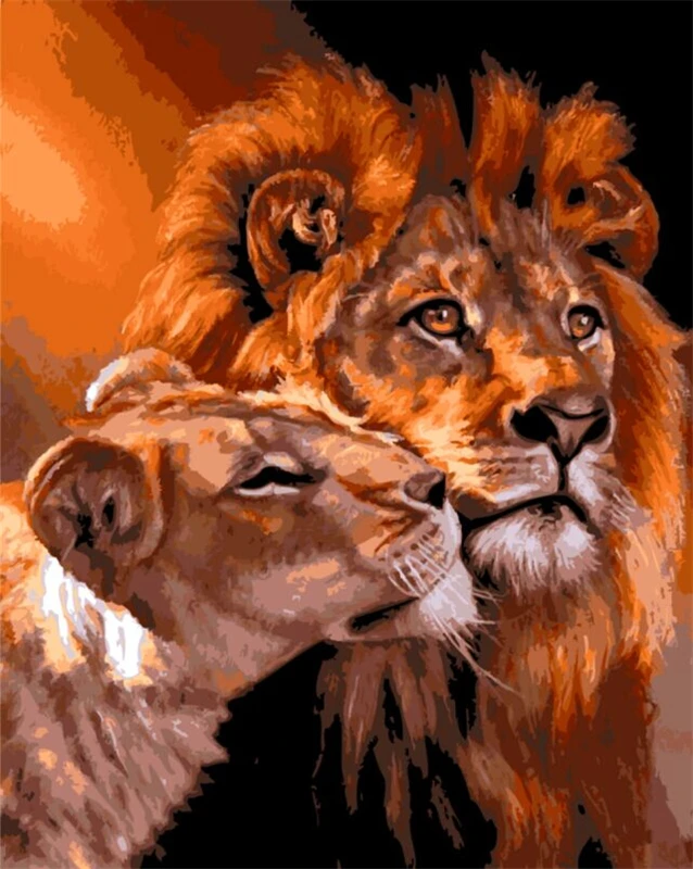 

Frameless The Lion Animal DIY Painting By Numbers Kits Coloring Oil Painting On Canvas Drawing Home Artwork Wall Art Picture
