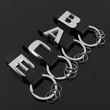 Metal leather car keychain for Mercedes benz Tail model emblem key ring For Mercedes Benz AMG BRABUS C E B A Class accessories