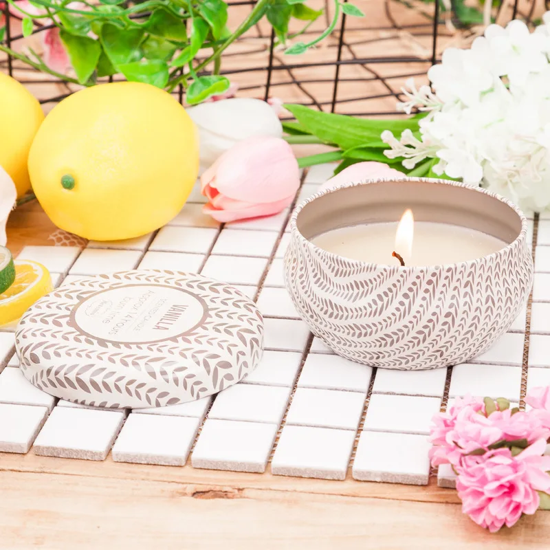 Искусственная соевая свеча диаметр 10 см высота 5 Ваниль/океан/сумер