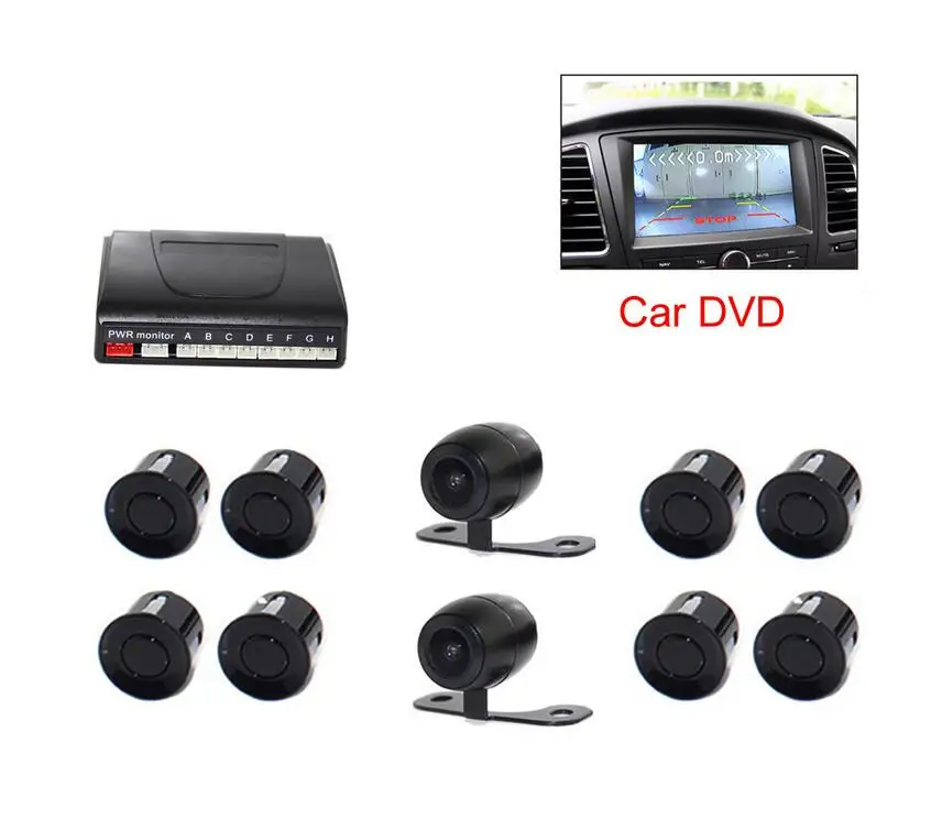 imágenes para Vehículo De DVD Del Coche Sistema de Radar de Copia de seguridad del Sensor de Aparcamiento Visible ayuda Auto 8 Sensores con Cámara Frontal vista Posterior 2 cámaras imágenes para Vehículo De DVD Del Coche Sistema de Radar de Copia de seguridad del Sensor de Aparcamiento Visible ayuda Auto 8 Sensores con Cámara Frontal vista Posterior 2 cámaras