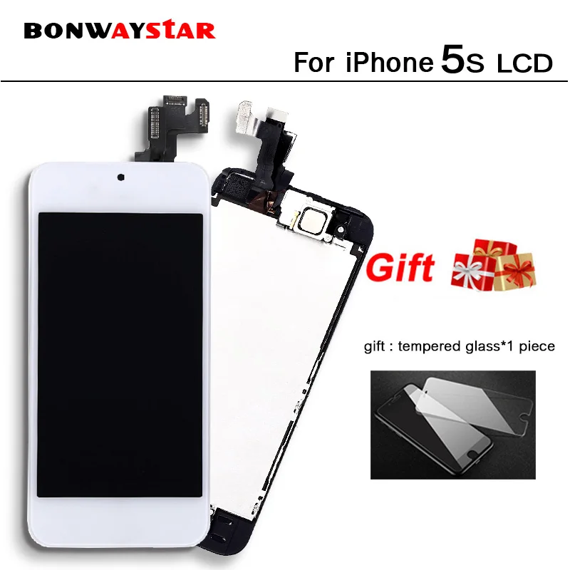 

Camera Home Button Black White LCD Touch Screen Digitizer Assembly display For iphone 5s A1533 A1453 A1457+Tempered film