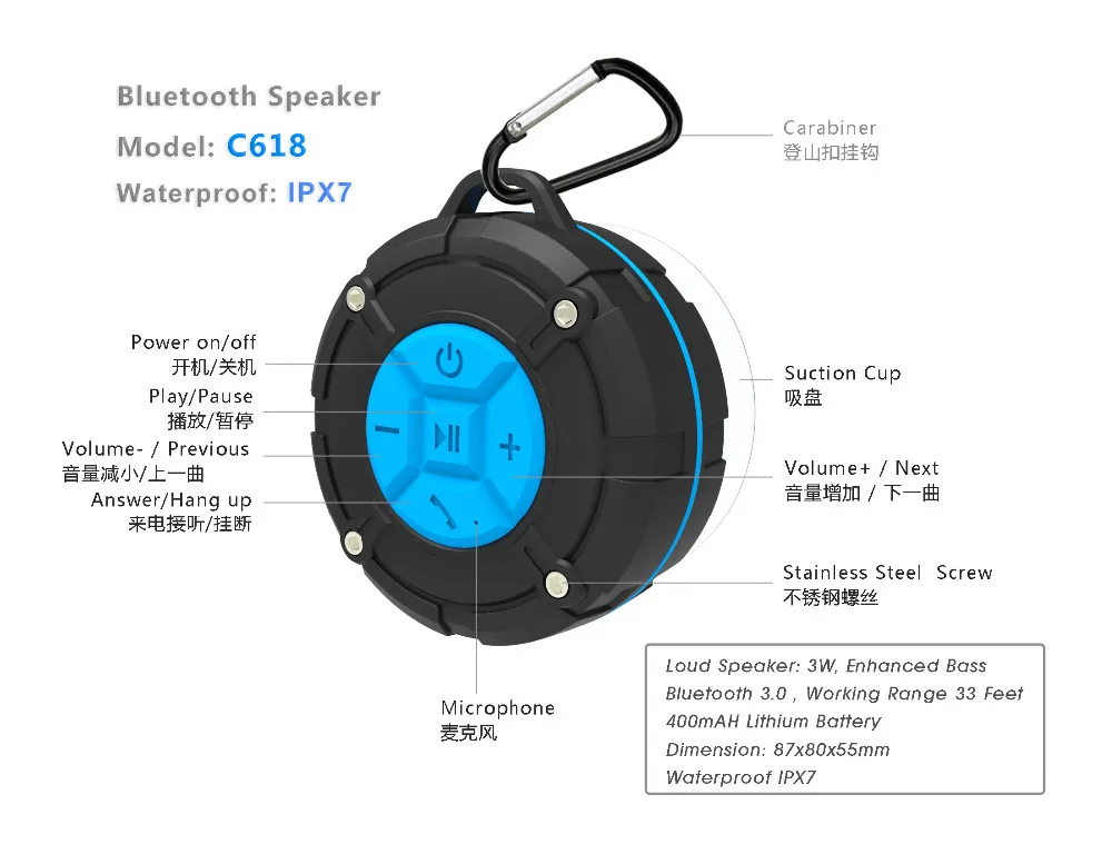 TOPROAD водонепроницаемый Душ велосипедный Bluetooth динамик Blutooth s Громкая связь микрофон Caixa де сом Сабвуфер Бумбокс для мобильного телефона