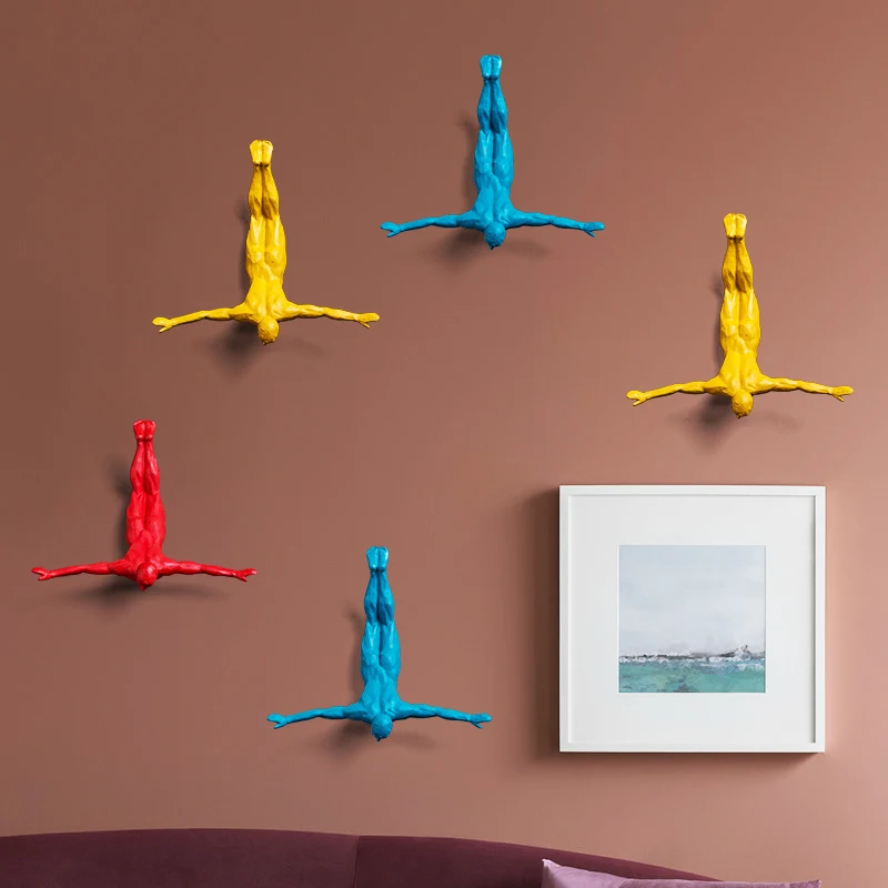 

Resin bungee character creative hanging dining room wall decoration living room bedroom model room sofa background wall hanging
