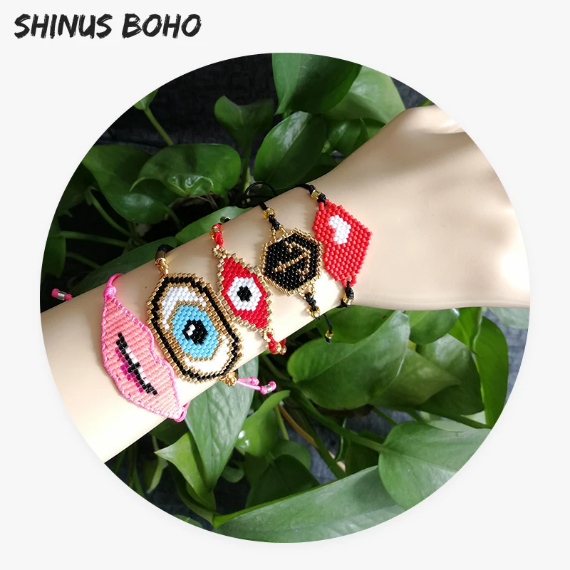 

SHINUSBOHO 5Pcs/set 100% MIYUKI Product Arrow Bracelet Men Hand Woven Eyes Bracelets for Women Rope Chain Bracelets Jewelry