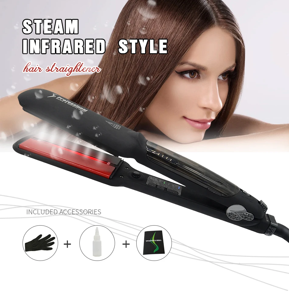 USHOW инфракрасный выпрямитель для волос Профессиональный паровой плоский утюг керамическая функция пара с светодиодный дисплей