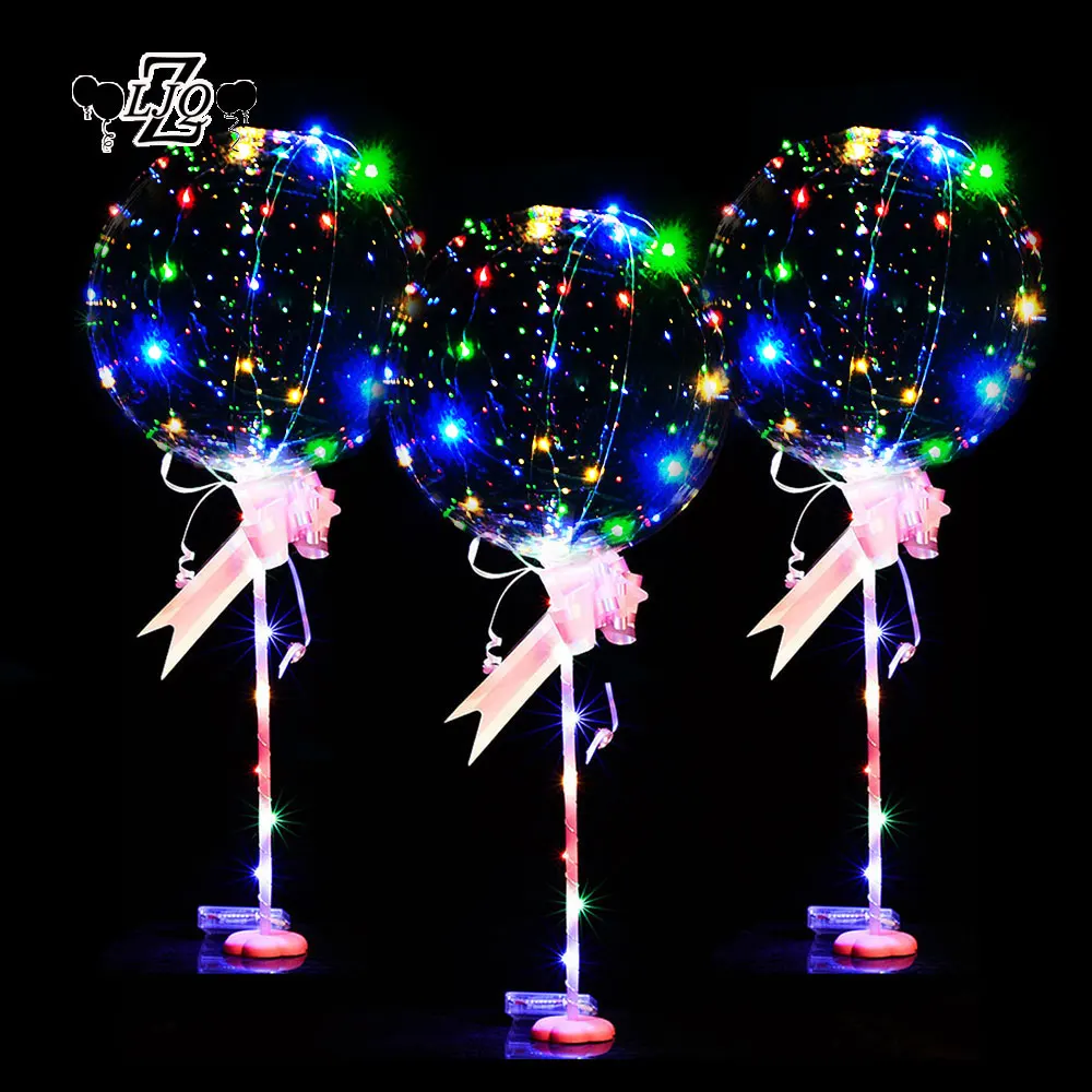 ZLJQ 5 наборов 18 дюймов без морщин Led Bubble Balloon колонна чистая база для свадьбы Декро