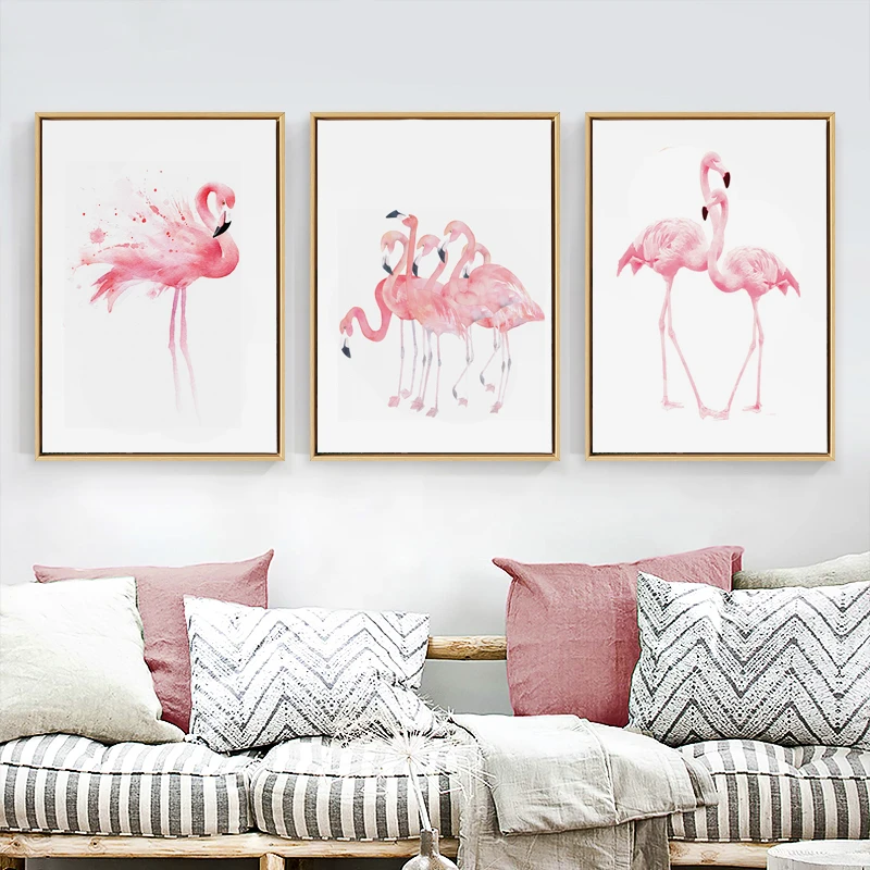 

Watercolor Oil Pink Flamingo Poster By Number and Print Wall Art Canvas Painting Nordic Style Picture for Living Room Home Decor