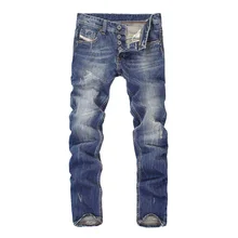 Итальянский стиль, модные мужские джинсы, темно-синие, прямые, высокое качество, рваные джинсы, джинсовые штаны на пуговицах, брендовые классические джинсы для мужчин