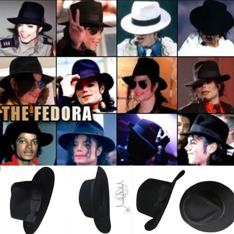 Terbaik Fedora Hitam Wol Retro Topi 