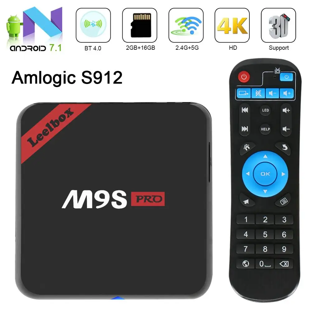 

Leelbox Android 7.1 Smart TV BOX Amlogic S912 2G 16G ROM Set Top Box 4K 3D H.265 Wifi media player TV Receiver play store
