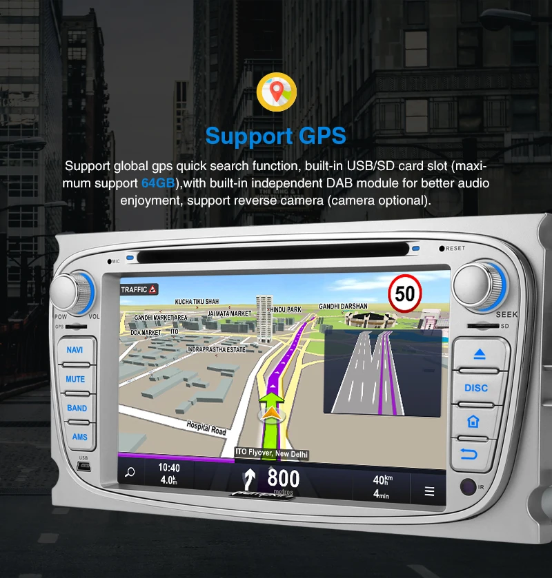 Sale Pumpkin2 Din 7"Android 9.0 Car DVD Player GPS Navigation Qcta-Core 4G RAM Car Stereo For Ford Focus/Mondeo Wifi 4G OBD2 Headunit 3