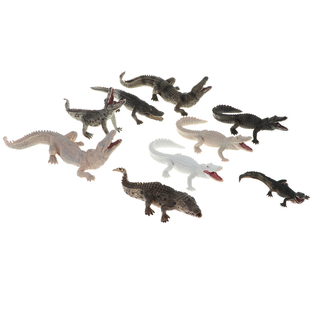  Lifelike Wild/ Forest Jungle Crocodile Animal Action Figure Models in Various Posture Toy Kids Learning Nature - 9 pieces