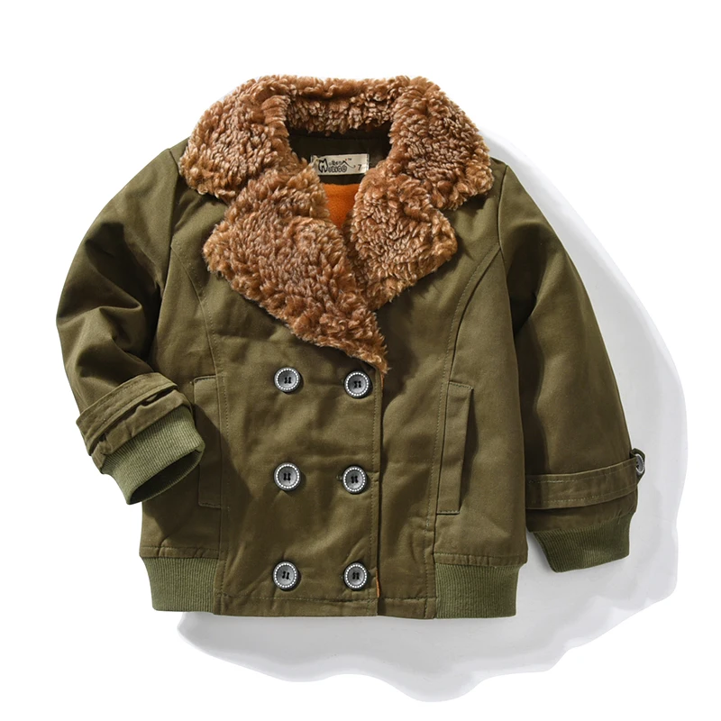 

Baby Boys Coats Male Spring Winter Fashion Korean Children's Plus Velvet Collar Warming Cotton Fleece Jacket For Kids Outerwear