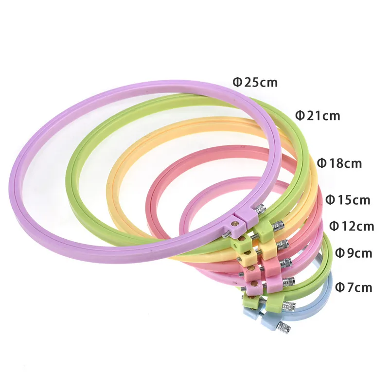 7 Размер, регулируемый обруч для вышивки, многоцветные пластиковые кольца для вышивки крестиком, набор для шитья, Набор для вышивки, инструменты для рукоделия, случайный цвет