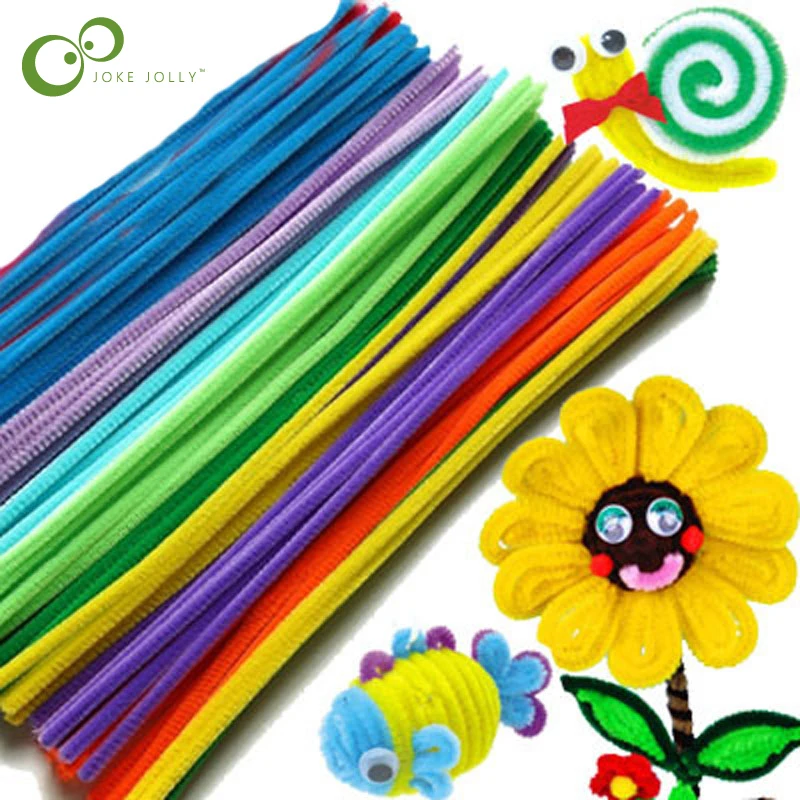 100Pcs 팩 셔닐 실 파이프업자 어린이 DIY 장난감 동물 부드러운 플러시 교육 장난감 아이들을위한 수공예 재료 CreatWYQ