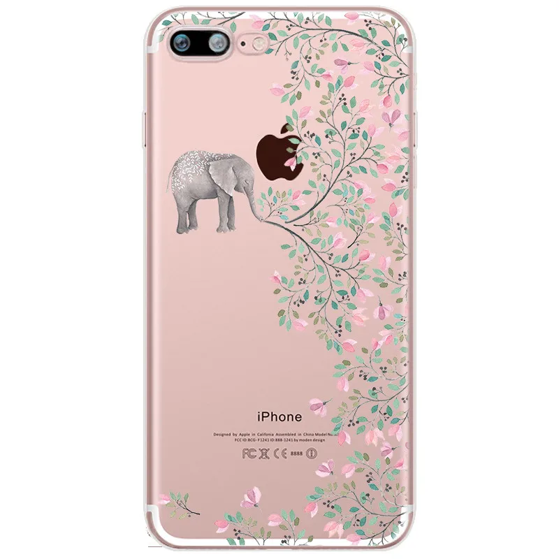 Elephant Butterfly Dandelion Patterned Soft Silicone TPU Phone Case Cover For iphone 7 8 6 6s Plus 5 5s SE X Xs XsMax Xr Coque