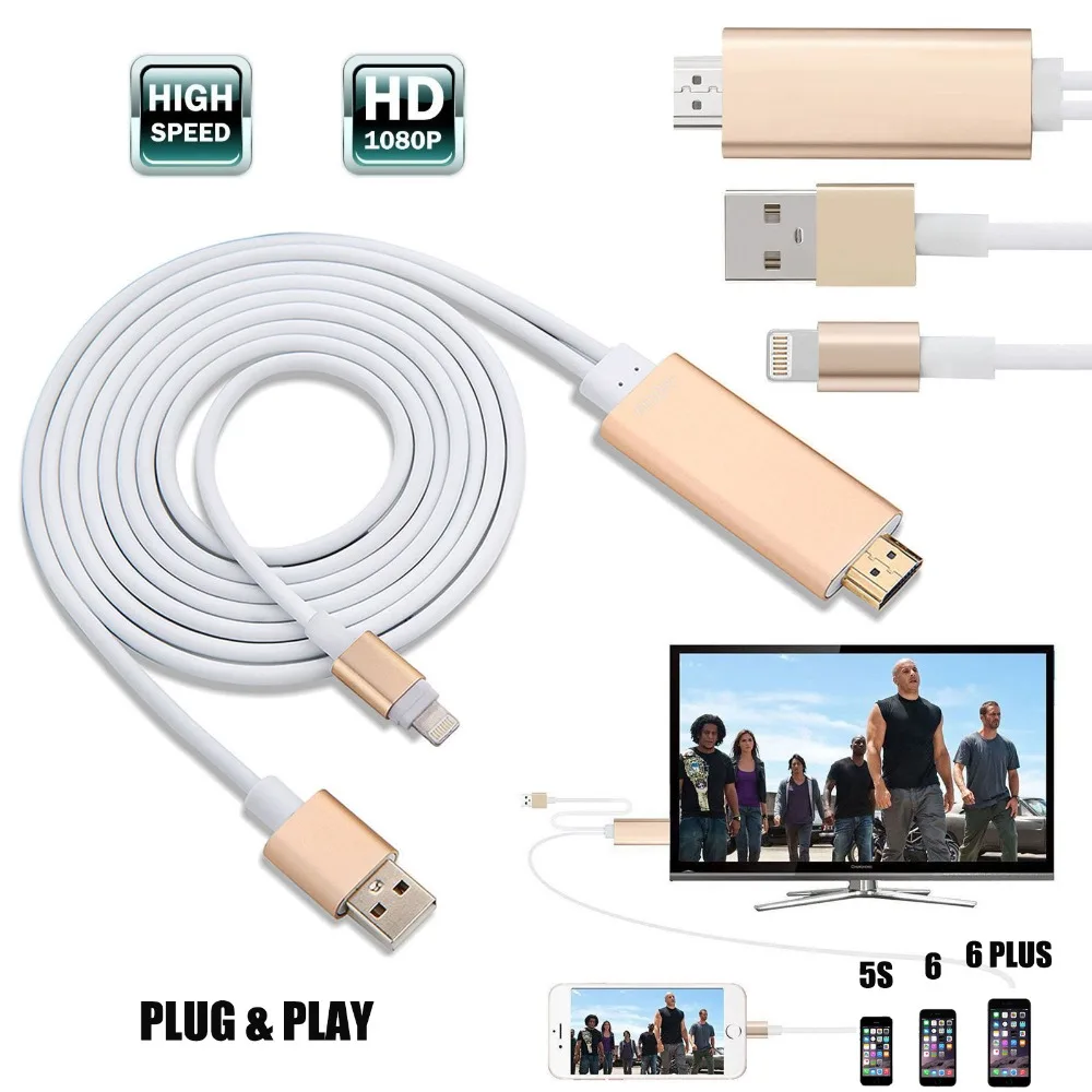 imágenes para 2 M de Alta Velocidad de Rayo de 8 Pines a HDMI HDTV AV TV Cable CONECTOR USB & PLAY Adaptador Para Apple iPhone 7 7 Plus 6 s 5S Para iPad Aire Air2 imágenes para 2 M de Alta Velocidad de Rayo de 8 Pines a HDMI HDTV AV TV Cable CONECTOR USB & PLAY Adaptador Para Apple iPhone 7 7 Plus 6 s 5S Para iPad Aire Air2