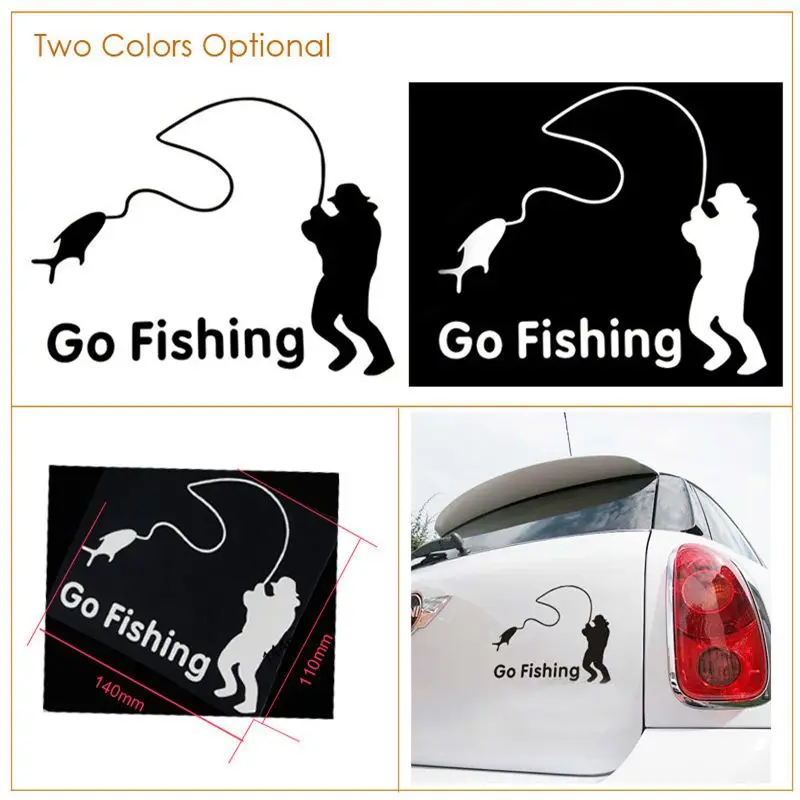 

Free shipping Go Fishing Car Stickers , car styling go fishing vinyl decal sticker for Cars Acessories Decoration , 2pcs/lot