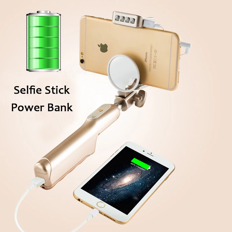 Travel Partner Selfie Stick Phone holder Rearview Mirror 4 LED Light