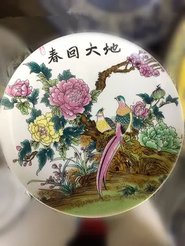 

TNUKK Fine Chinese Old Hand painted Ceramic magpies and flower Spring came to Porcelain crafts home decoration plate.