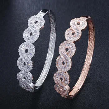 

Bilincolor high quality fashion trendy Arabic numerals 8 cubic zirconia bracelet bangle for women