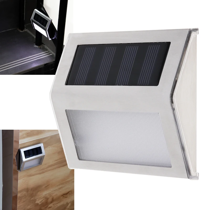 Outdoor LED Solar Power Light Stainless Steel Waterproof Security Wall